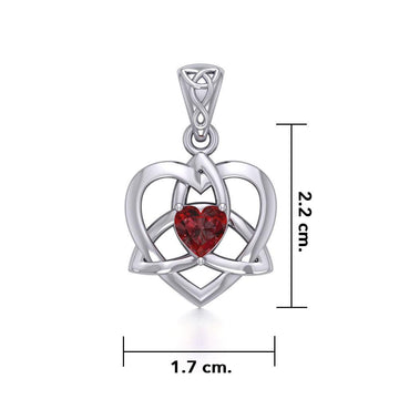 The Small Celtic Trinity Heart Silver Pendant with Gemstone TPD5913 - Jewelry